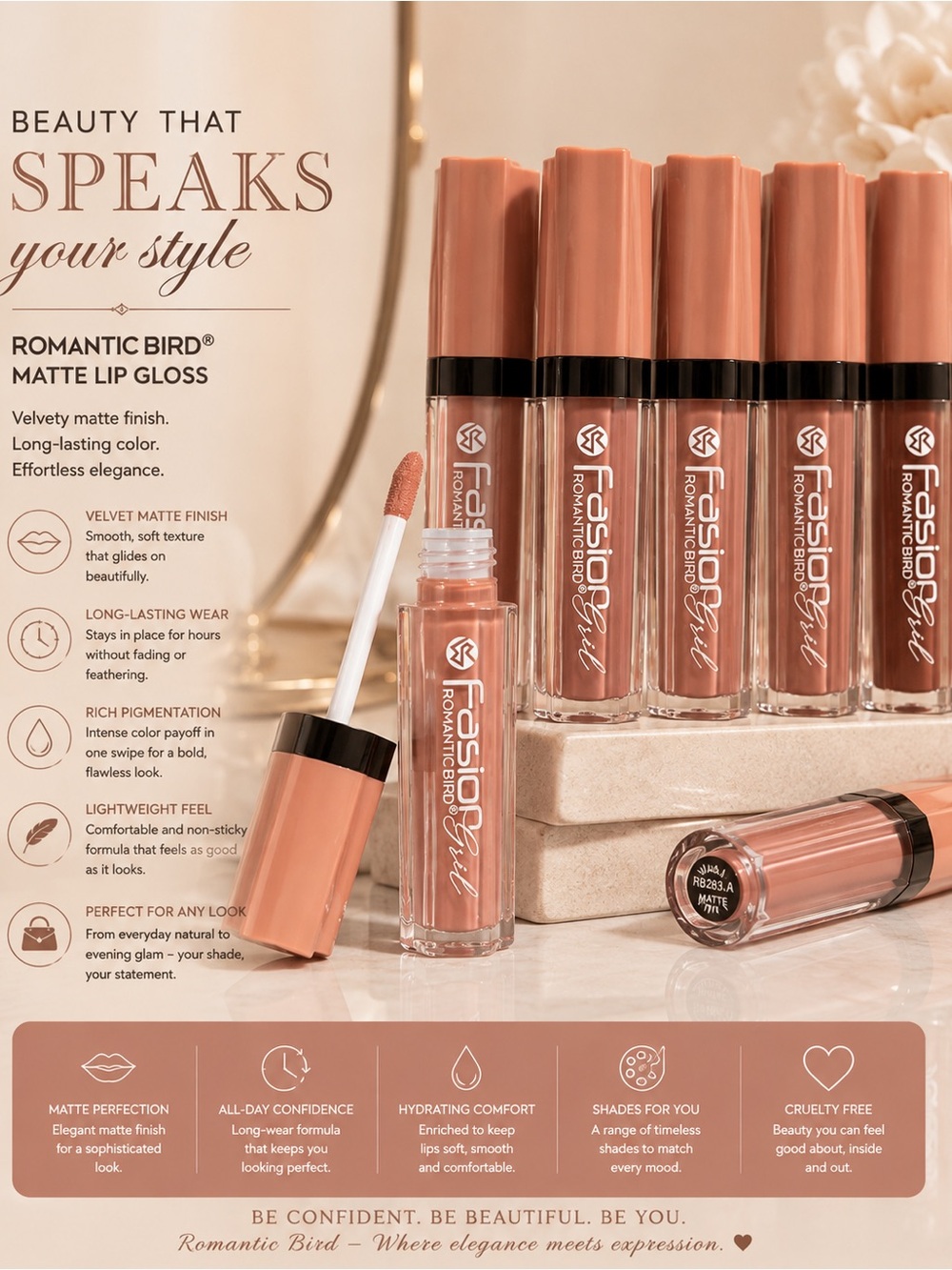 Matte Lip Gloss - Nude Pink
